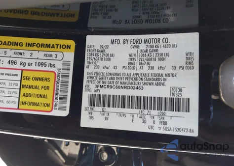 2022 Ford Bronco Sport Outer Banks from USA, damaged, VIN 3FMCR9C60NRD02463